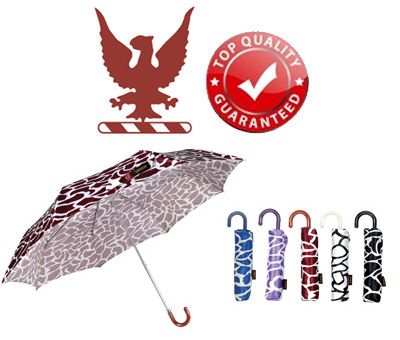 Compact Animal Print Umbrella with Crook Handle